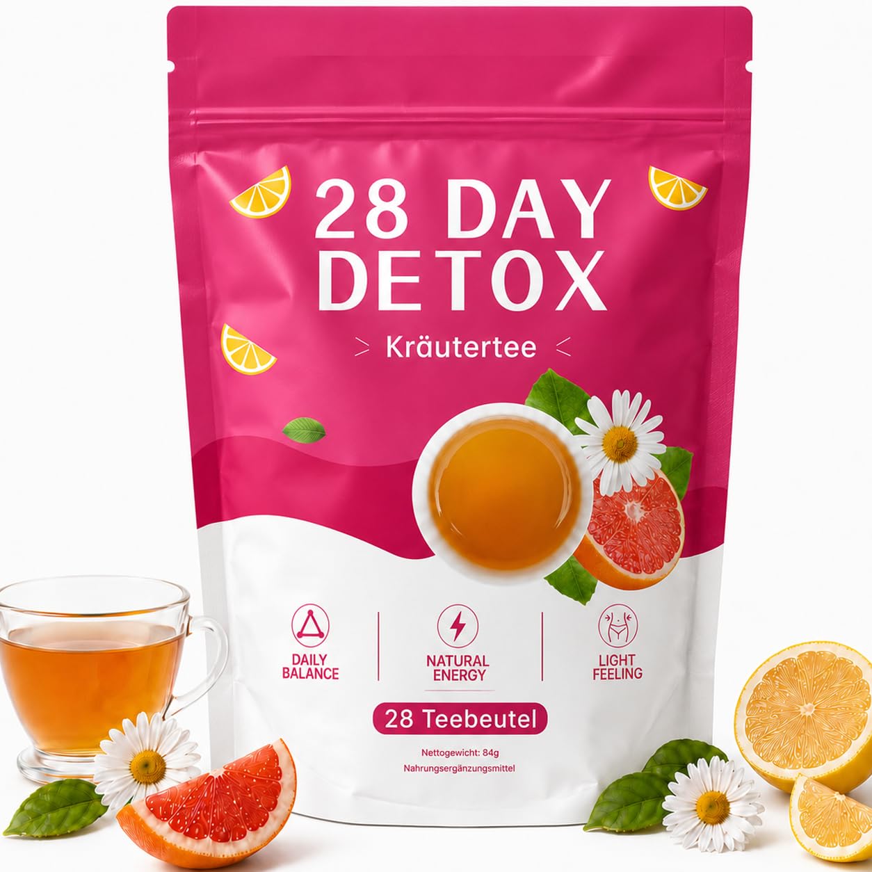 Detox Tea for Weight Loss & Liver Function - 28 Days 12 Herbal Blend Herbal Tea with Milk Thistle, Dandelion, Ginger & Green Tea - For Digestion, Metabolism & Wellbeing in Menopause