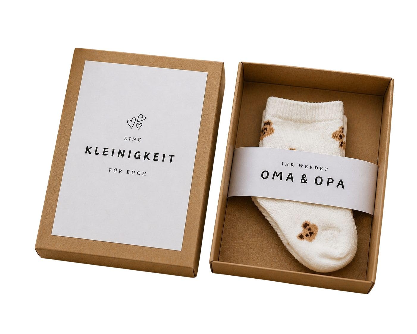 Pregnancy announcement | Du wirst Oma | Du wirst Opa | You will be grandma and grandpa | Baby announcement | You will be grandma and grandpa with baby socks | White with bears