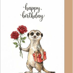 Edition Seidel Premium Birthday Card with Envelope Greeting Card Birthday Card English for Man Woman Child Meerkat Roses Gift (G3891 SW026)