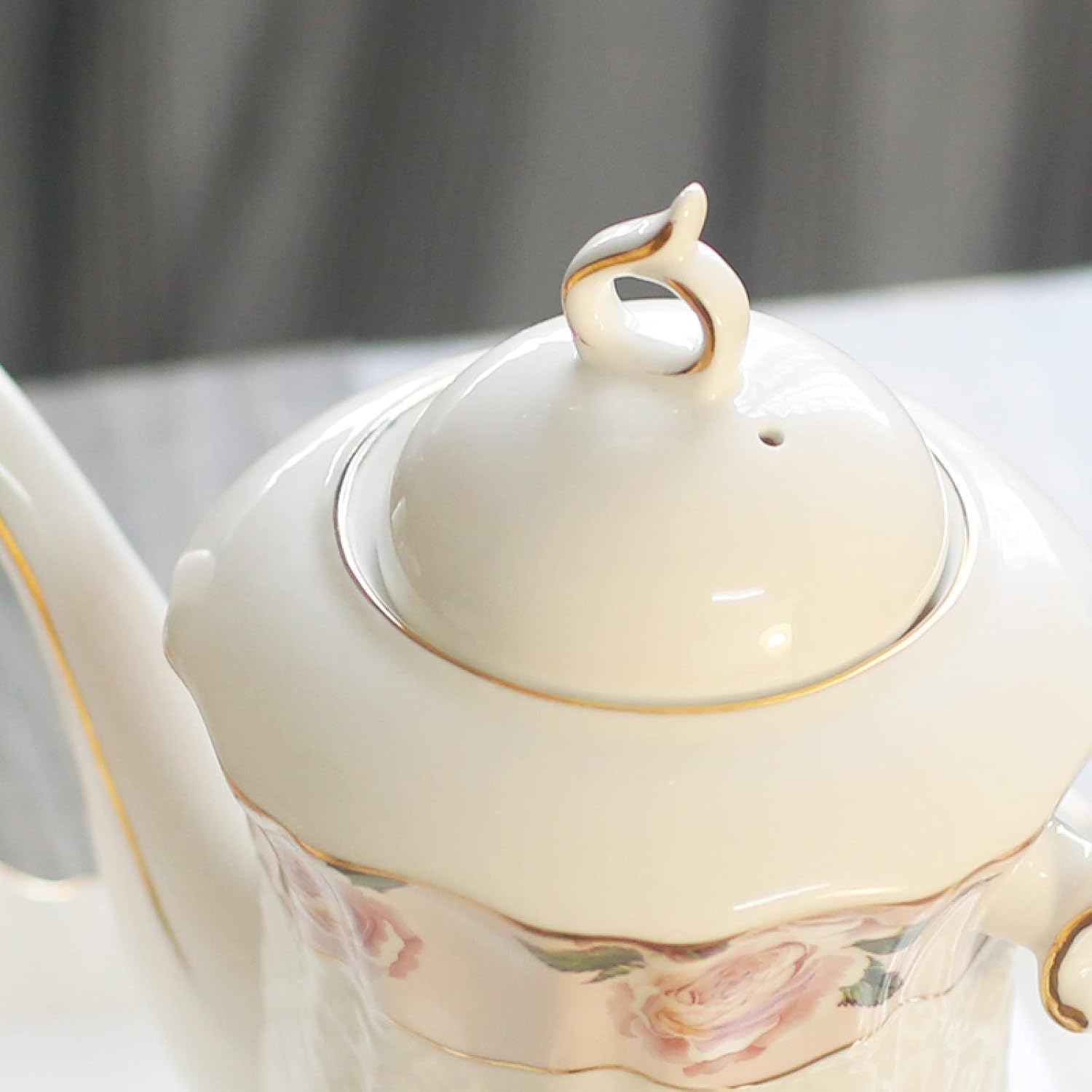 Ceramic Tea Set, Coffee Service from China, Tea Set, Vintage Floral Tea Set, 6 Tea Cups, Tea Cup and Saucer Gift Set for Tea, Coffee, Afterlife – Bild 3