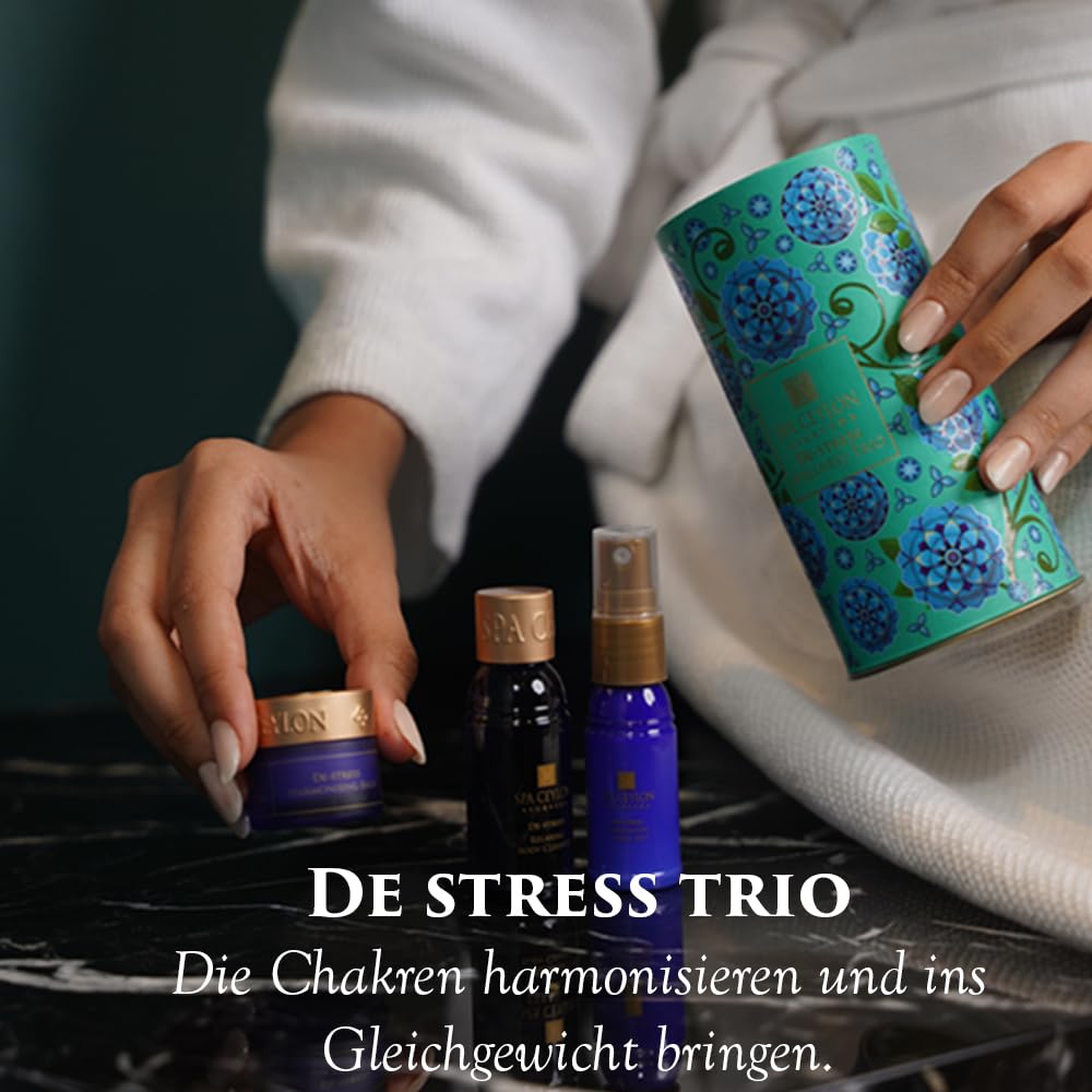 SPA CEYLON DE-STRESS Wellness Trio Set with Shower Gel, Body Cream & Aroma Balm, Aromatherapy Gift Set for Stress Relief & Relaxation, Vegan & Naturally Based – Bild 2