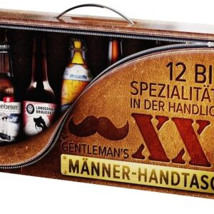 Kalea Men's Handbag XXL 12 x 0.33 L Beer Specialities from Private Breweries Beer Gifts for Beer Lovers Christmas Leather Look Beer Gift for Beer Lovers