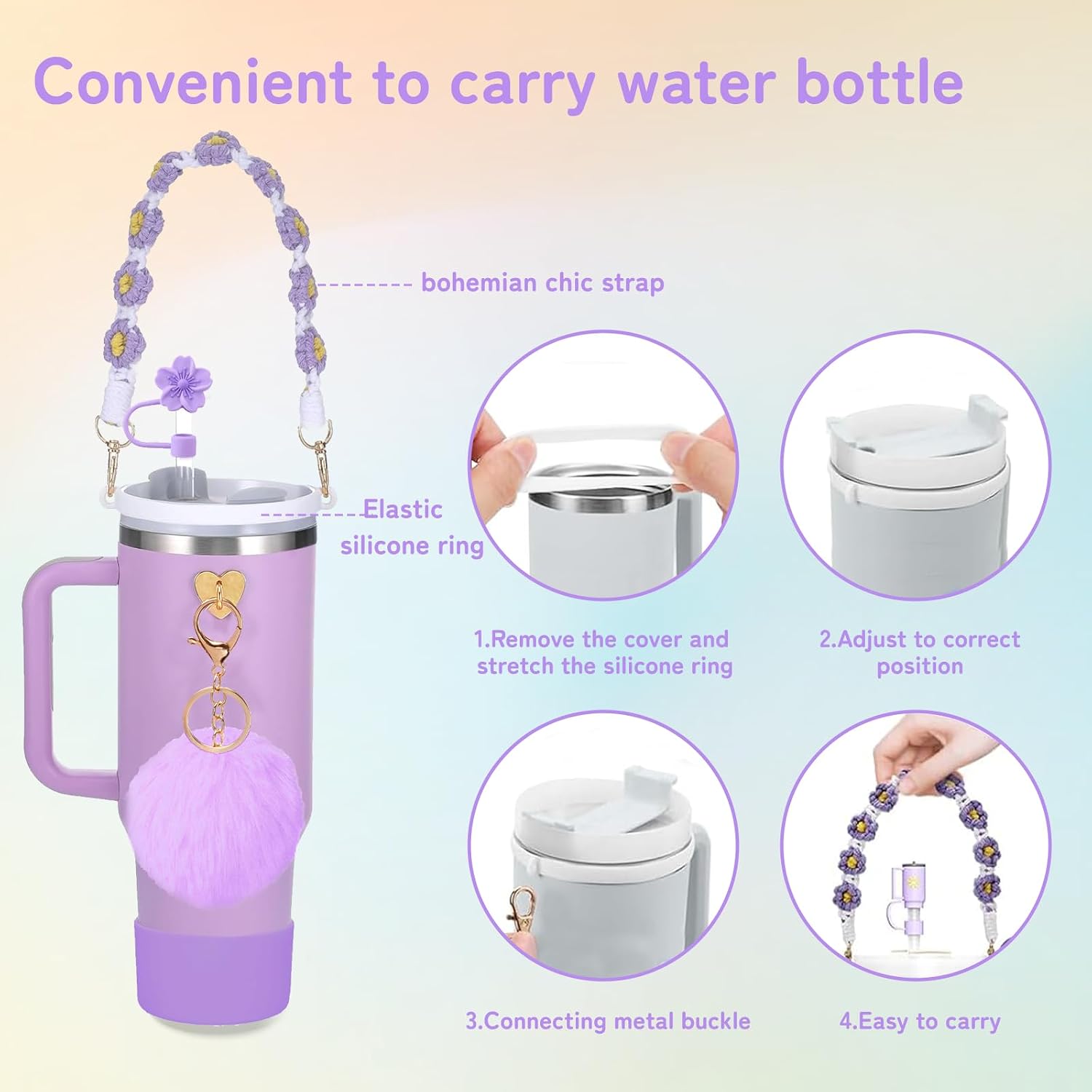Stanley Cup Accessories, Stanley Cup Accessories for Stanley Cup 800 ml - 1100 ml, Stanley Cup Accessory Set, Stanley Quencher Accessories, Stanley Cup Accessories Purple (Cup Not Included) Pack of 15 – Bild 6