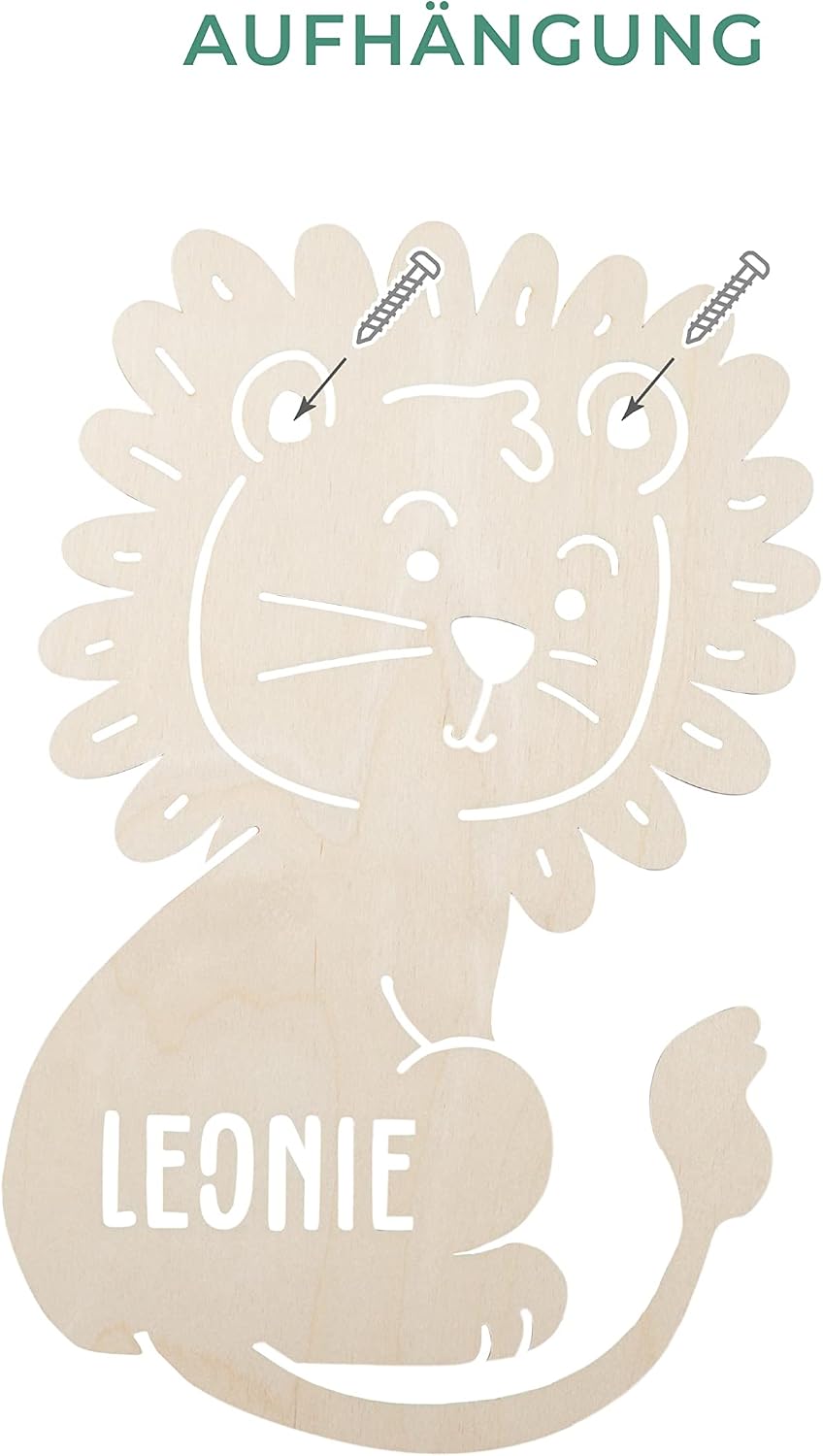 Laublust Baby Night Light, Customisable Gift for Birth and Christening, LED Background Lighting, Natural, Lion – Bild 3