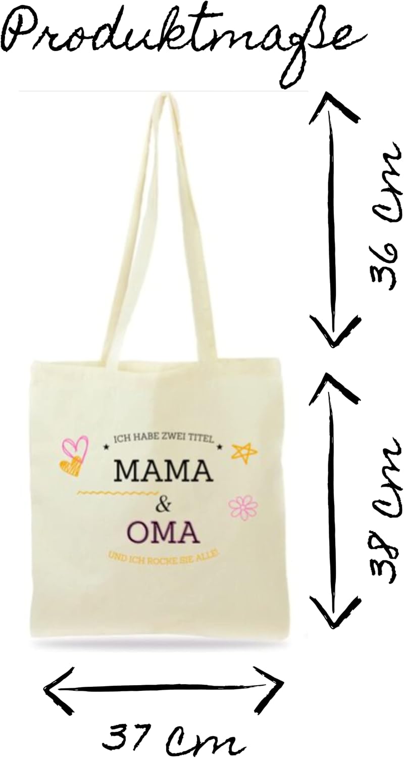 Cotton Fabric Bag - Gift Mum - Gift - Ich habe zwei Title: Mama & Oma und ich rocke sie beide - Geschnek für Frauen – Bild 2