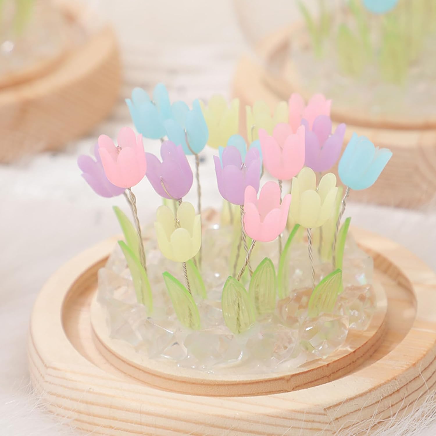 Blue (20 Flowers) Tulip Lamp Tulip Night Light LED Night Lamp for Bedroom Birthday Christmas Mother's Day Gift for Women Girlfriend Grandmother Battery Operated (without Batteries in Set) – Bild 5