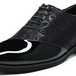 YFFUSHI Men's Jacquard Leather Shoes Elegant Suit Shoes Velvet Business Shoes Wedding Tuxedo for Men