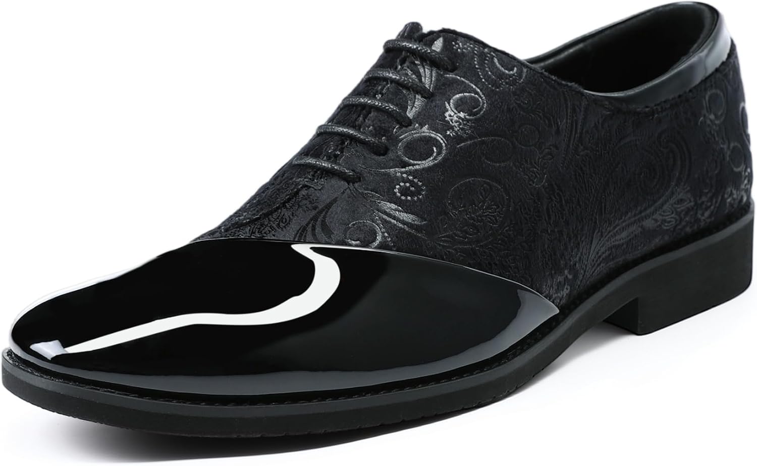 YFFUSHI Men's Jacquard Leather Shoes Elegant Suit Shoes Velvet Business Shoes Wedding Tuxedo for Men