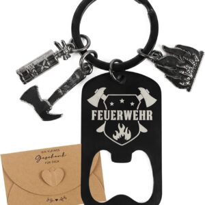 Fire Brigade Gifts Keyring as Bottle Opener Fire Brigade Gifts for Men Fireman Gift Accessories Youth Fire Brigade Pendant Dad Lucky Charm Father’s Day Birthday