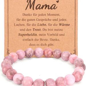 Gifts for Mum, Birthday Gift, Christmas Gifts for Mother, Natural Stone Bracelet with Greeting Card, Mother’s Day Ideas from Daughter, Son, Children, Best Mum in the World, Mother’s Day Gift for