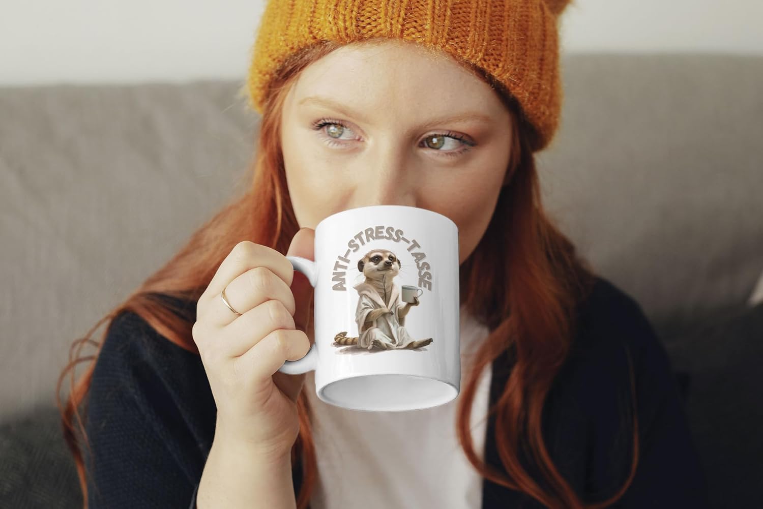 Funny Meerkat Mug 325 ml - Anti-Stress Coffee Mug for Office Made of White Ceramic with Saying - Funny Gift Idea – Bild 2