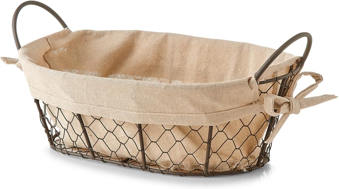 Bread Basket / Fruit Basket with Washable Fabric Insert 30 x 21 x 11 cm – Bild 2