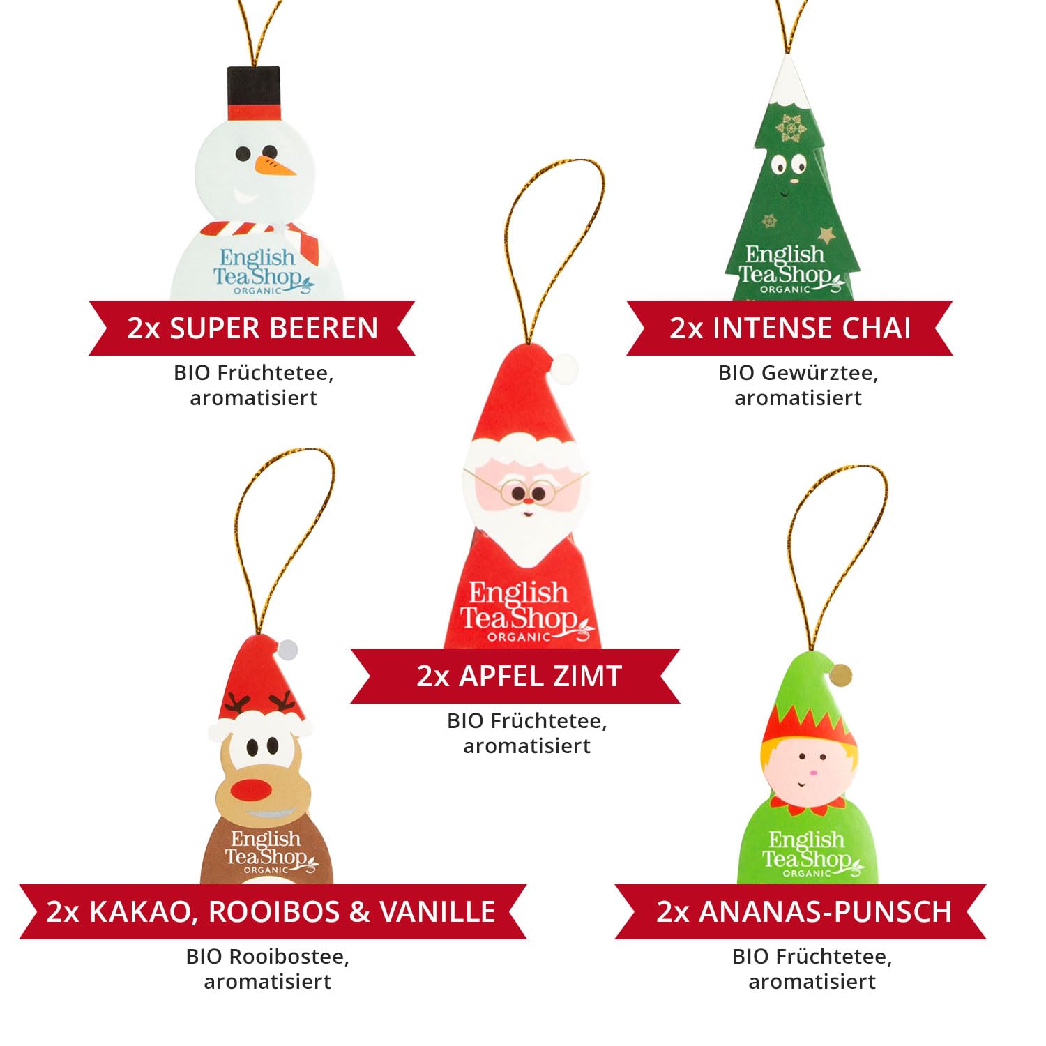 ETS - Organic Winter Tea Box "Merry Christmas Party", Tea Gift, Secret Santa Gift, 10 Tea Figures – Bild 8