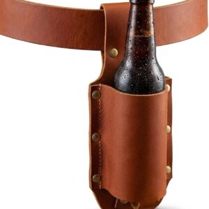 Beer Belt Beer Holder, Leather Bottle Holder Belt Beer Bottle Holder Beer Holster, Beer Gifts for Men Father’s Day Christmas Beer Drinker Lovers Beer Accessories for Travel