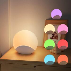 AmmToo Sunrise Baby Night Light – Gentle Nursing Light with 8 Colour Changing & Timer, Touch Dimmable, Rechargeable LED RGB Bedside Lamp for Children’s Room, BPA-Free & Eye-Friendly