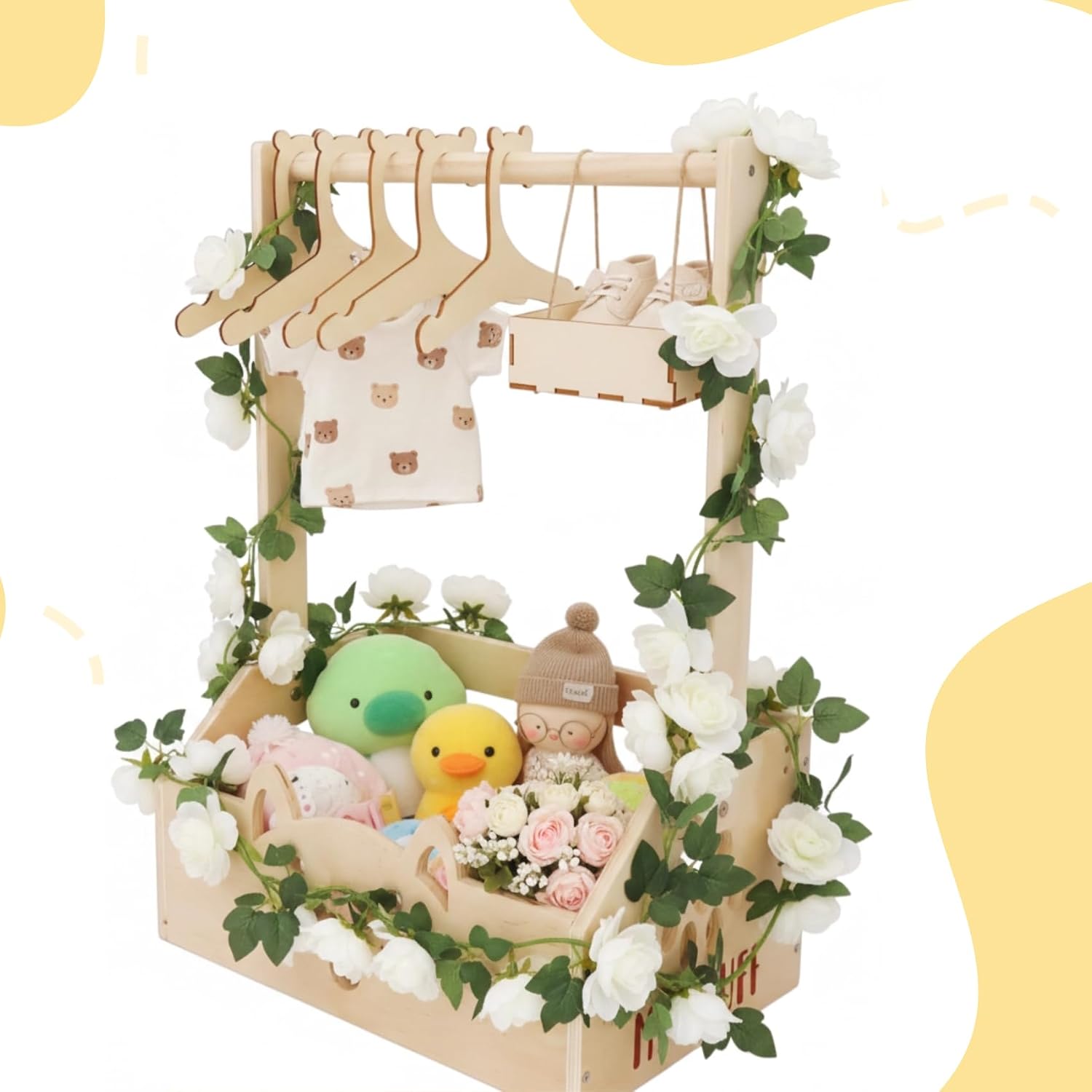 Baby Gift Basket for Birth with Hanger & Decoration for Gifts – Bild 7