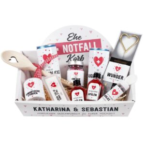 Funny Wedding Gift Personalised Marriage Emergency Basket with 2 Lines of Desired Text Printed Wedding Gifts for Bride and Groom Funny Gift Wedding