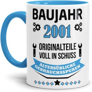 Printed Birthday Coffee Mug with Birth Year and Funny German Text