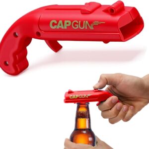 Bottle Opener Gun, Funny Shot Beer Opener with Cap Gun Function, Beer Gifts for Men – Ideal for Home, Bar, Party, Birthday & Christmas (Red)