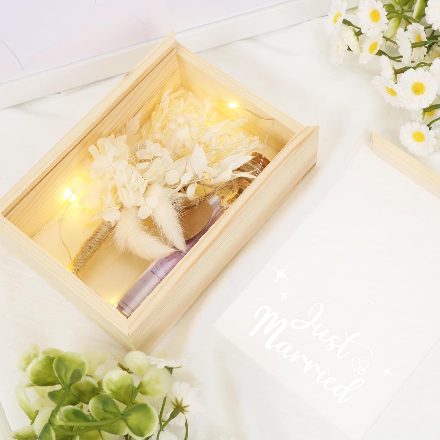 JustMarried Wedding Money Gift for Newlyweds, Gift Wedding Money for Newlyweds, Money Gifts with Dried Flowers, Wooden Box, Test Tube, Engagement, Wedding Anniversary, Wedding Gift – Bild 4