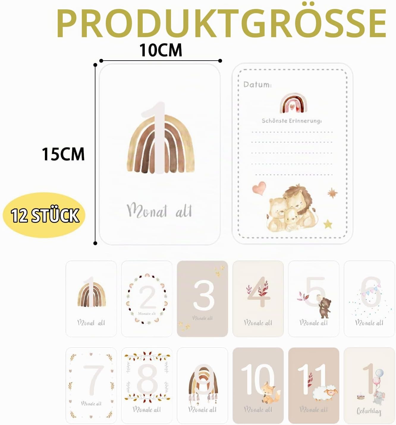 leersao Paper Milestone Cards Baby in German – Bild 2