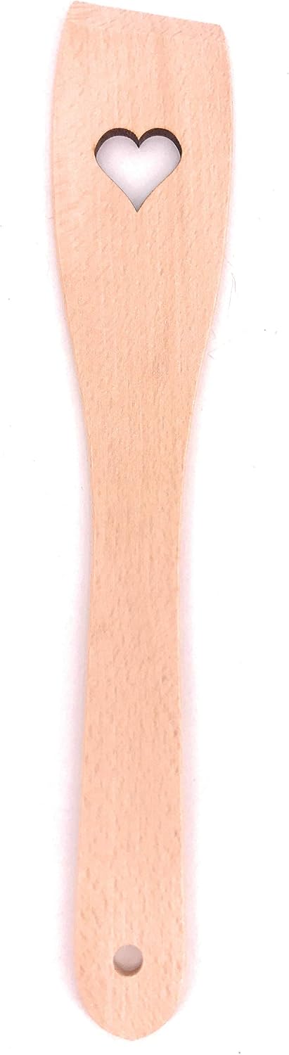 Balna Cooking Spoon Set Wooden Cooking Spoon Wooden Heart Gift Ideal for Wedding Valentine's Day Birthday Lovers Kitchen Set 2 Wooden Spoons + 1 Spatula Beech Wood 30 cm – Bild 5