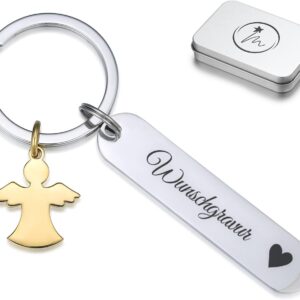 TMT Personalised Keyring with Engraving, Guardian Angel Key Ring with Name, Lucky Charm Car Key Fob, Personalised Idea Driving Licence Passed Gift