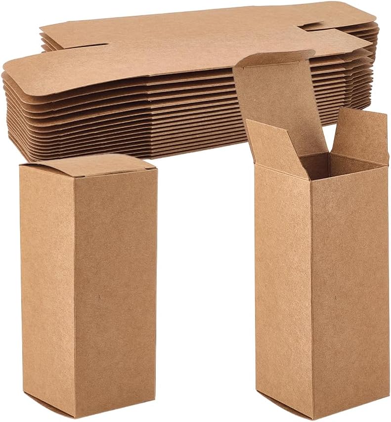 OLYCRAFT Pack of 50 Kraft Cardboard Boxes 5 x 5 x 12 cm Rectangular Kraft Papers DIY Box Brown Cardboard Gift Boxes with Lid Lipstick Bottle Packaging Tube Storage Boxes for Jewellery Sweets