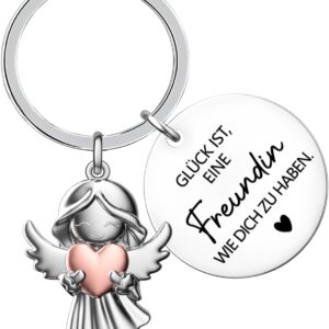 Best Friend Guardian Angel Key Ring with Saying, Best Friend Gifts, Angel Pendant, Lucky Charm, Guardian Angel for Birthday, Christmas, New Year's Eve Party Gifts