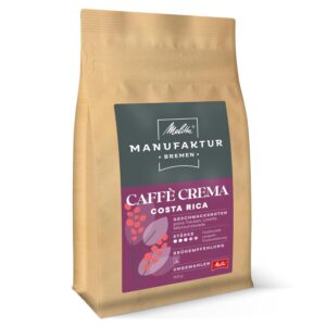 Melitta Manufactory Coffee Caffè Crema Specialities, 500 g, Beans, Unground, Single Origin Farm from Costa Rica, Roasted in Germany, Strength 3