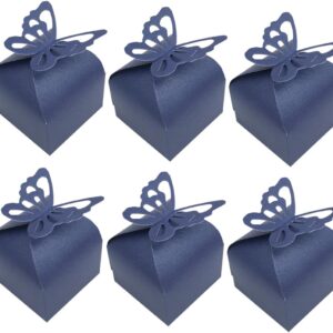 RUIYWEN Pack of 50 Butterfly Gift Box Candy Gift for Weddings, Birthdays, Party Decoration (Dark Blue)
