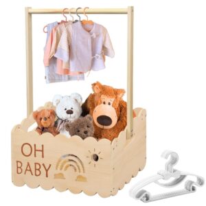 Wooden Baby Gift Basket with Handle, Wooden Box for Baby Showers, Baby Shower Box, Kids Hanger, Baby Storage Basket, Cupboard, Personalised Baby Basket, Baby Welcome Gifts