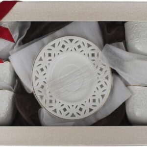 Elegant Gift Set, Tea Cups, Coffee Cups Set, 12 Pieces (D2, Gold) Cups for 6 People, Made of Porcelain, Espresso Cups, Mocha Coffee Service, Mocha Service, Tea Service, Espresso Turkish Mocha Cups