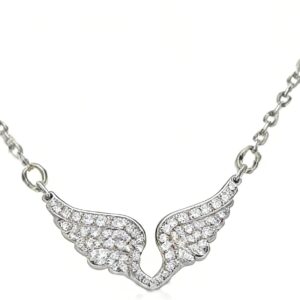 Sterling Silver Wings with Sparkling Zircon Wings - Silver Angel Wings Delicate Angel Wings Necklace Pendant Angel Necklaces for Women Birthday Valentine's Day Gifts