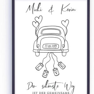 Wedding Gift | Wedding Gift Wedding Anniversary Valentine’s Day Anniversary Bride and Groom | Personalised | VW Beetle – The Most Beautiful Way Poster