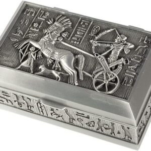 lachineuse - Egyptian Kadesh Jewellery Box - 12 x 8 x 5 cm - Decorative Egypt Antique - Storage Box for Keys, Watches - Gift Idea Decorative Box Urn - Ramses Hieroglyphs - Metal Colour