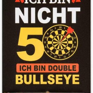 Funny 50th Birthday Money Gift for Men I’m Not 50, I’m Double Bullseye Darts Saying, Tube with Wooden Sign (50-1)