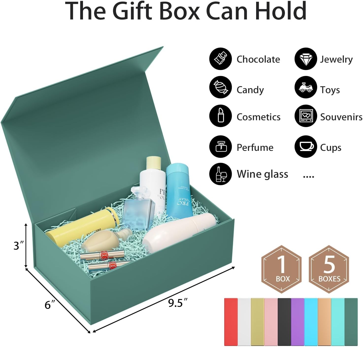 Pack of 2 Gift Boxes, 24 x 15 x 7.6 cm Gift Boxes for Presents with Lids Magnetic Closure Rectangle Collapsible for Groomsman Proposal Box, Christmas, Halloween, Birthday Gift Packing (Green) – Bild 2