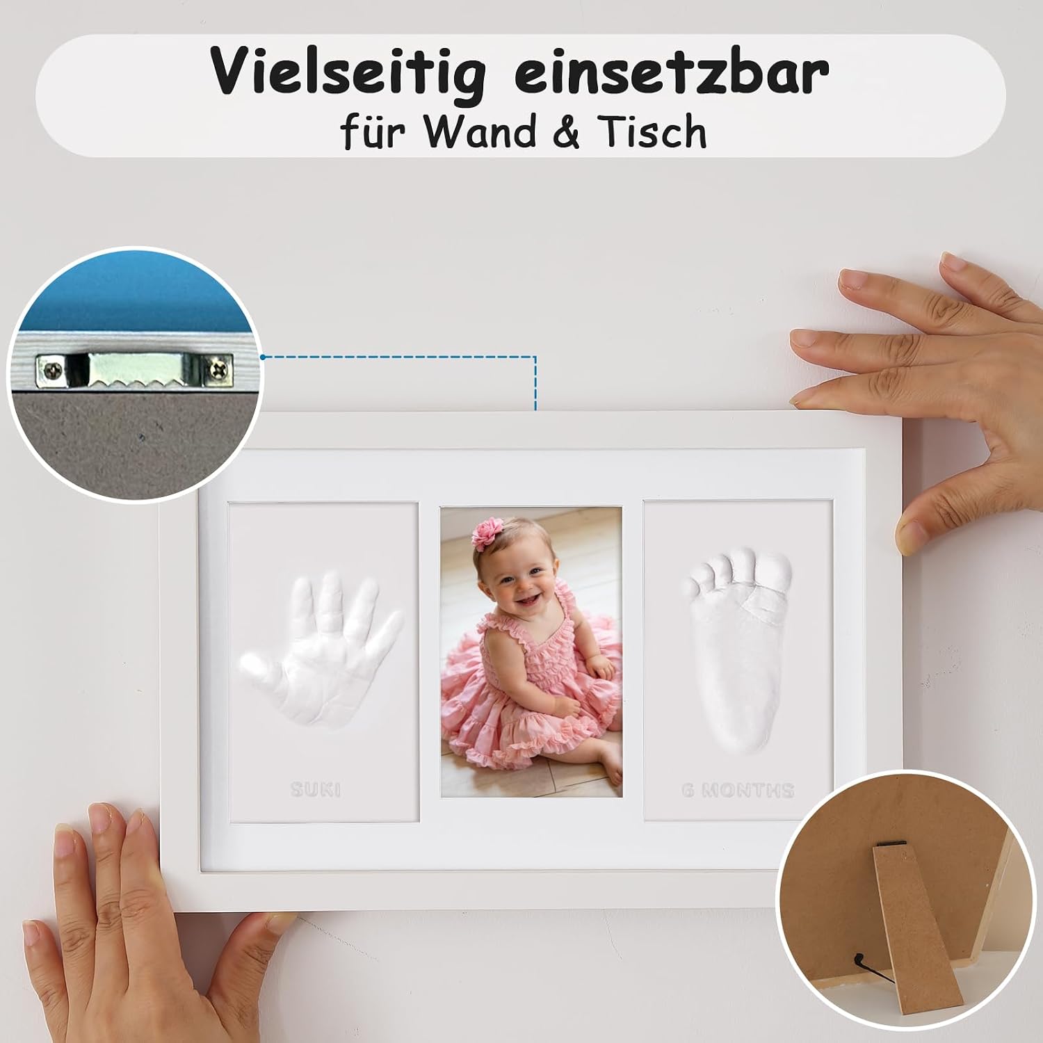 Baby Handprint and Footprint Set with Picture Frame - Keepsake Photo Framed Pictures for Newborns - Personalised Baby Milestone Gift - Memory Picture Frame - White – Bild 6