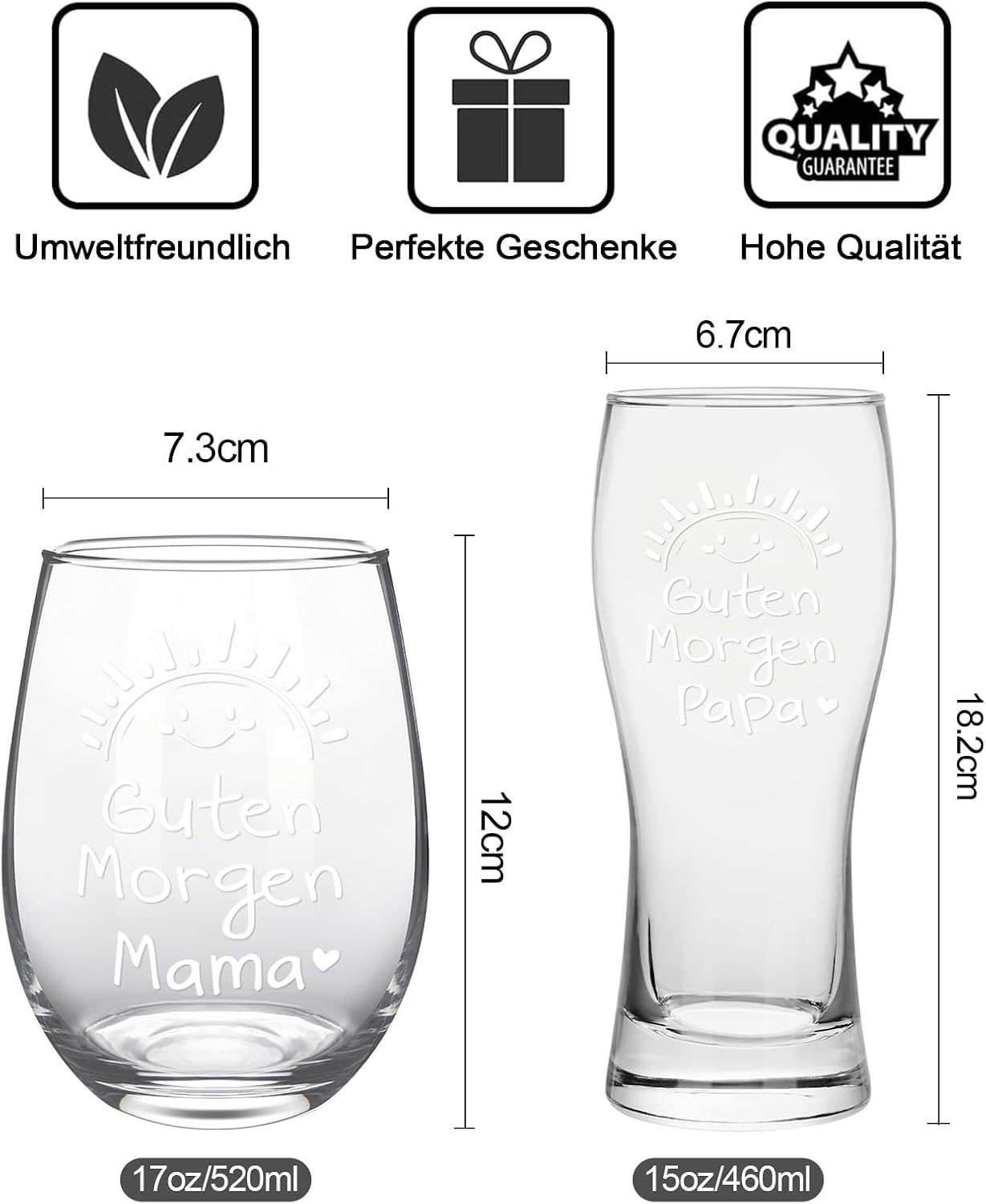 Joymaking Wine Glass and Beer Glass Gifts for Dad, Mum, Parents Gift, Mother's Day, Father's Day, Dad and Mum Glass Set – Bild 7