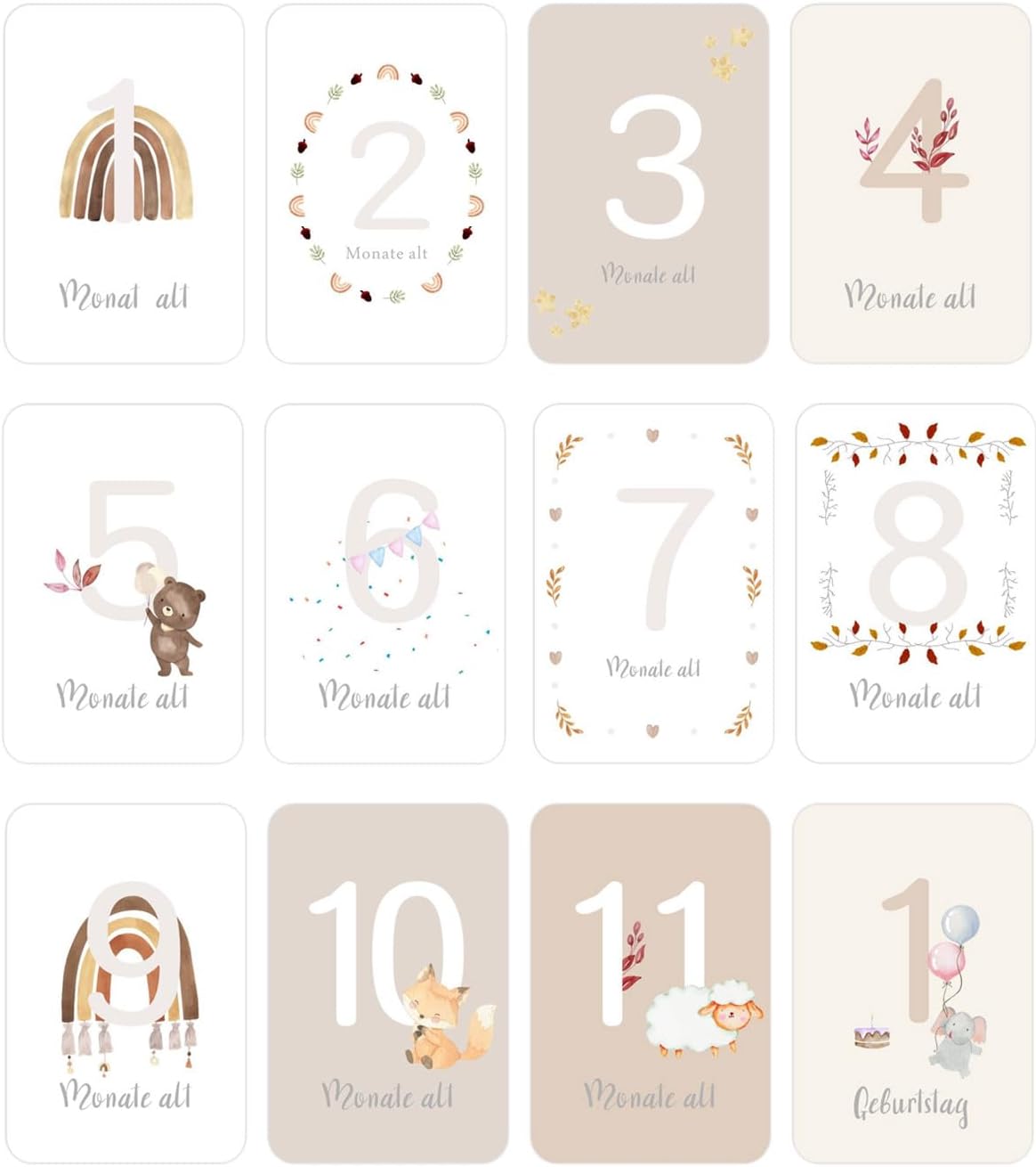 leersao Paper Milestone Cards Baby in German