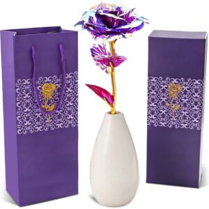 Eternal Rose with Vase, Infinity Rose Gifts for Women to Mum, Premium Box, Artificial Rose Gifts for Christmas, Birthday, Women's Day, Valentine's Day (B)