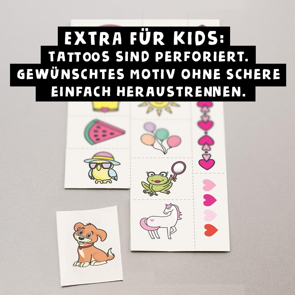 Premium Children's Tattoo Set, Dermatest® October 2024, Temporary, Perforated, Skin-Friendly, Easily Removable, for Girls and Boys, 30 Designs – Bild 2