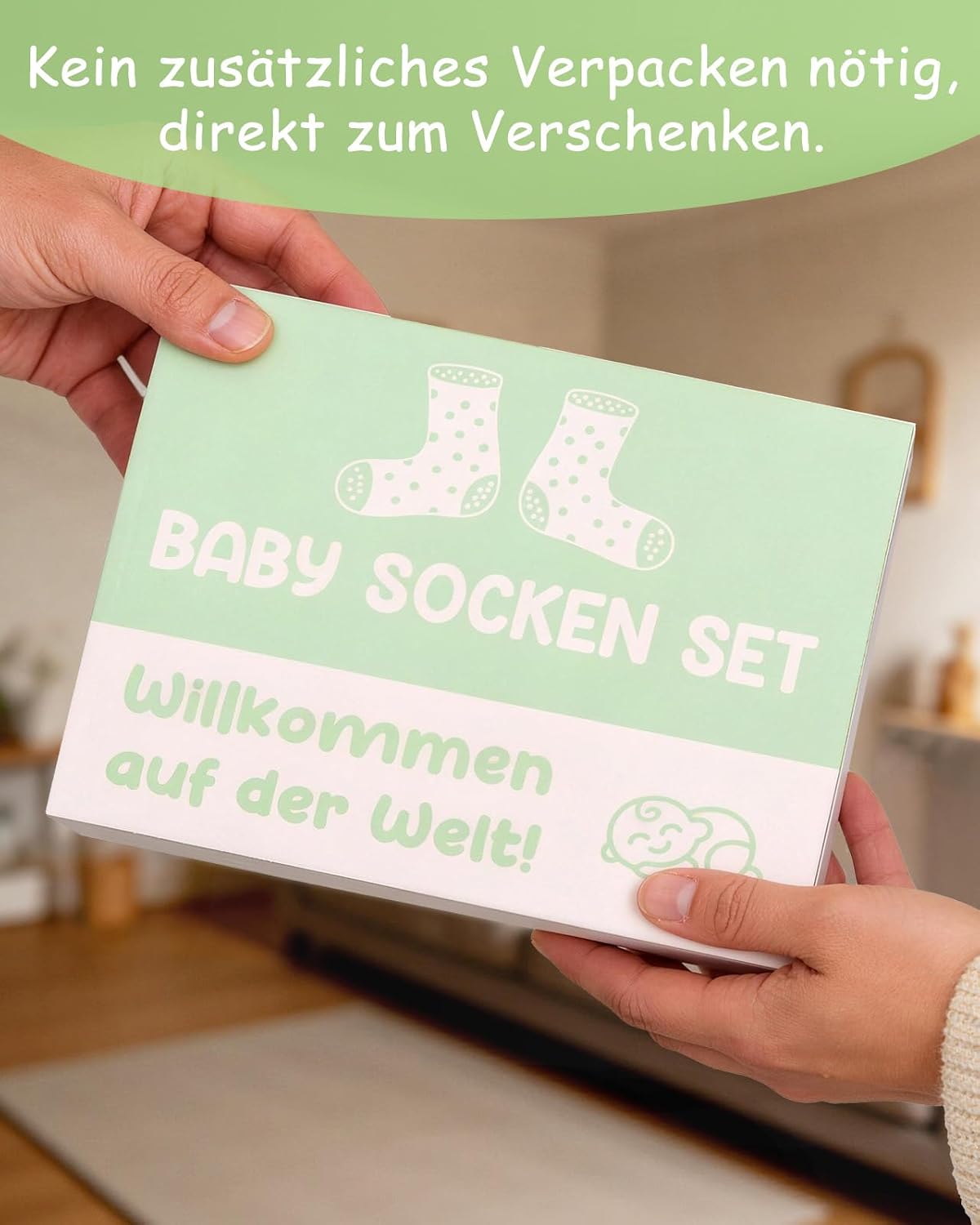 TUZELIYA Baby Socks 0-12 Months Gift Boy Girl – ABS Non-Slip Socks Animal Motifs with Funny Sayings – Baby Socks Gift for Birth, Baby Shower & Pregnancy Gift – Bild 6