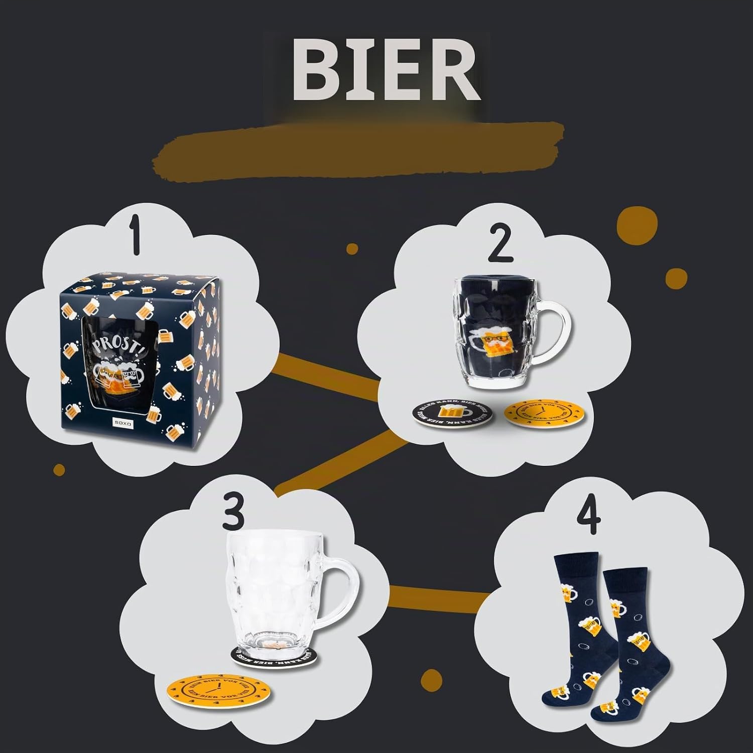 soxo Tin Socks Men's Beer Gifts For Men Funny Sock Gift Summer Socks Men 40-45 – Bild 4