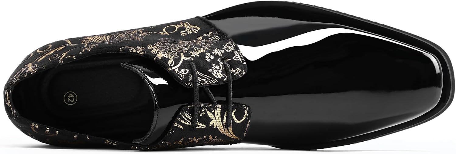 YFFUSHI Men's Suit Shoes Paisley Jacquard Leather Shoes Business Wedding Evening Shoes Derby Tuxedo – Bild 3