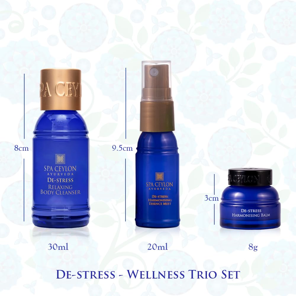 SPA CEYLON DE-STRESS Wellness Trio Set with Shower Gel, Body Cream & Aroma Balm, Aromatherapy Gift Set for Stress Relief & Relaxation, Vegan & Naturally Based – Bild 3