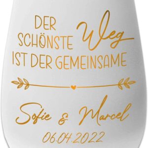 Wedding Gift – Lantern – The Most Beautiful Way is the Together – White/Gold – Personalised – Engraved Name and Date – Love – Valentine's Day – Anniversary