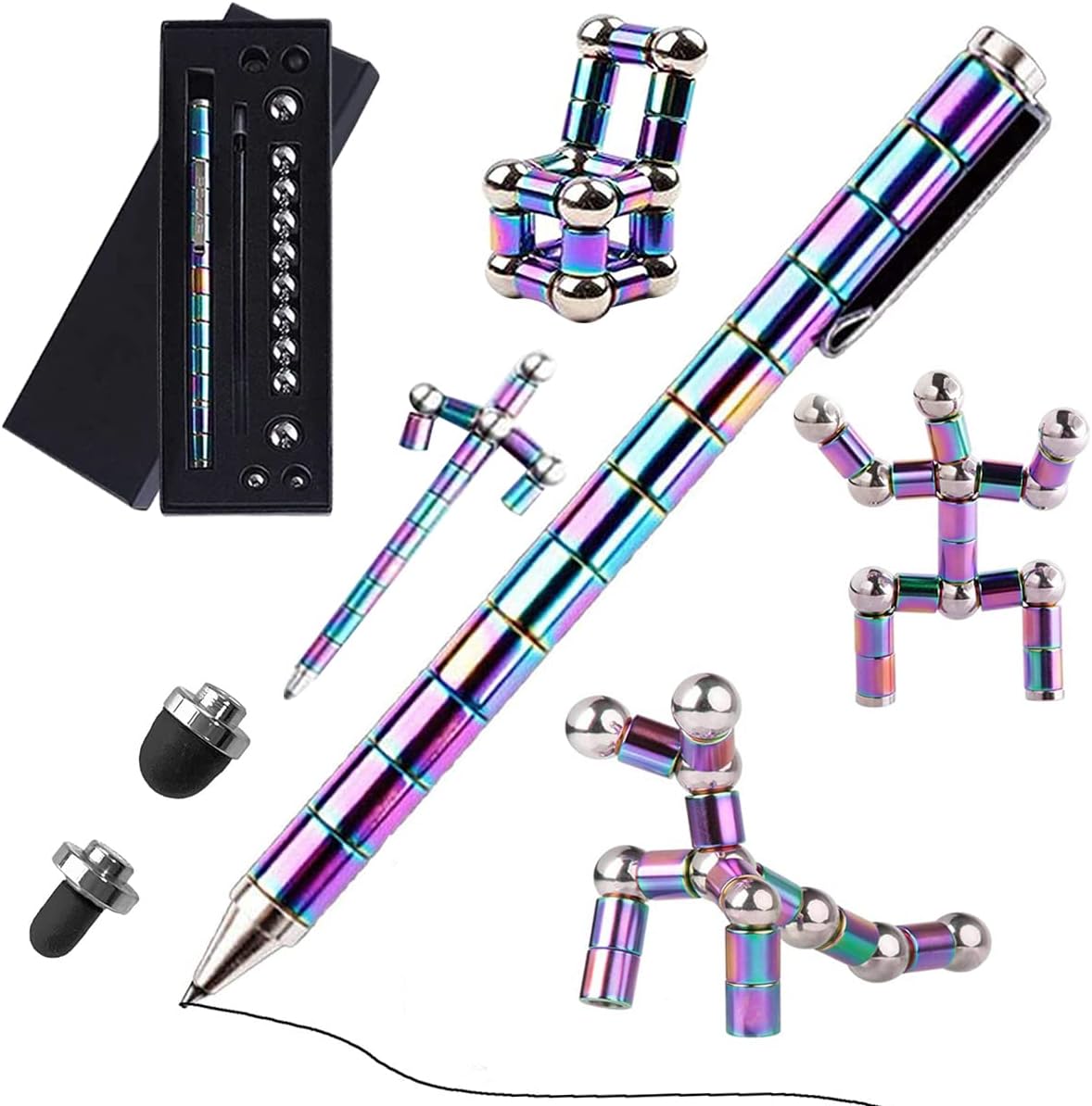 Magnetic Fidget Pen - Jet Strato Pen, Magnetic Pen, Crushmetric Pens Fidgi, Gift for Friends (Rainbow)