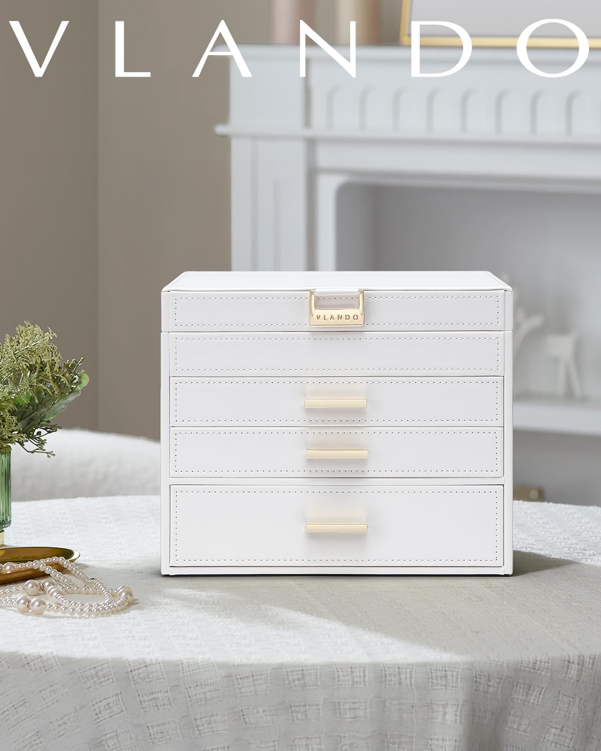Vlando Jewellery Box Large Jewellery Storage with 4 Levels, Room Decoration – Bild 3
